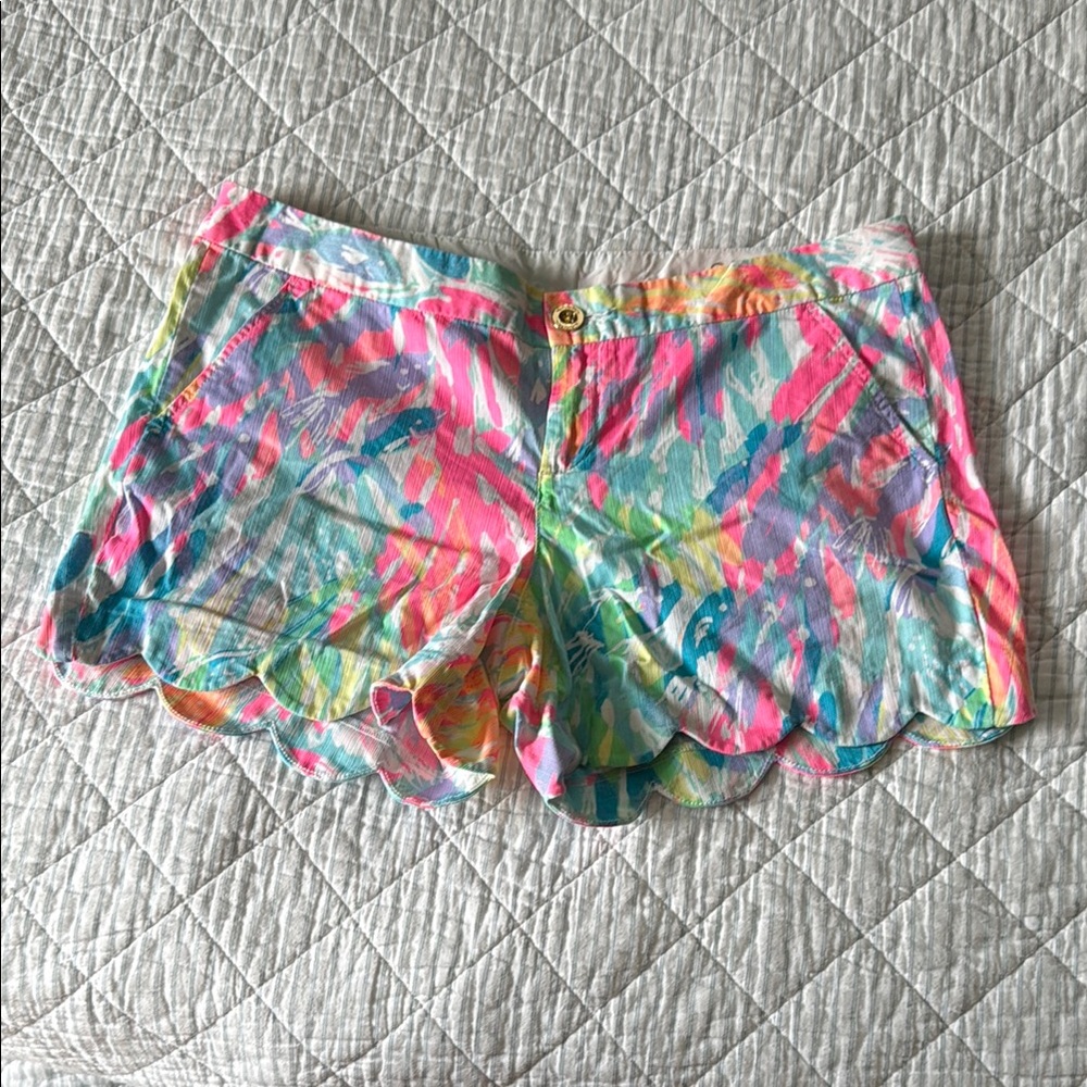 Lilly Pulitzer Pink and Blue Bermuda Shorts Tropical Vibes